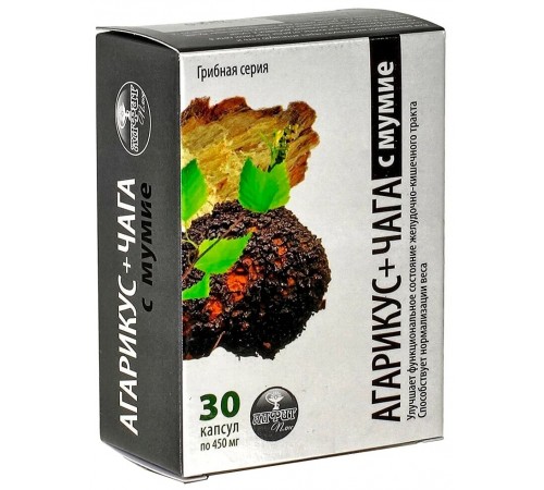Агарикус и Чага с мумиё от Алфит-Плюс, 30 капсул