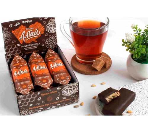 Конфета Любимый Алтай с горьким шоколадом, кедровым орехом и семенами подсолнечника, 32 г (заказ от 9 штук)
