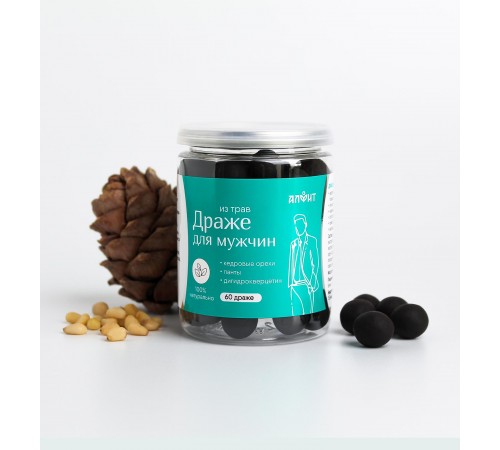 Драже из трав Для мужчин с кедровым орехом, пантами и дигидрокверцетином, 60 шт.