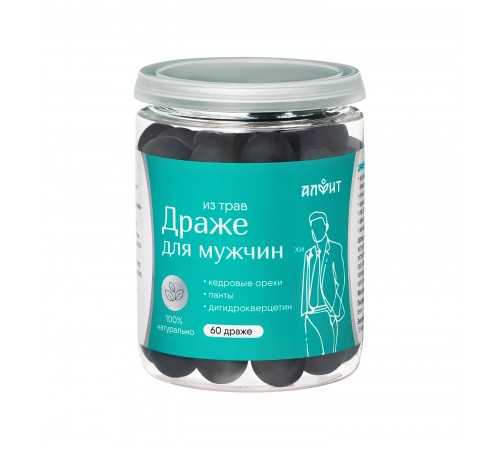 Драже из трав Для мужчин с кедровым орехом, пантами и дигидрокверцетином, 60 шт.