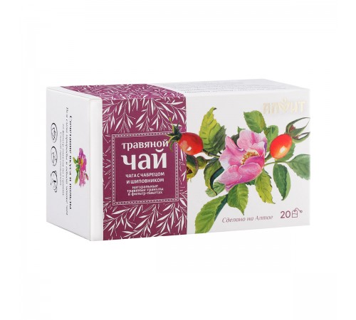 Гранулированный чай Чага с чабрецом и шиповником, 20 фильтр-пакетов