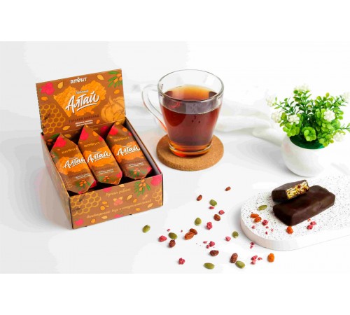 Конфета Любимый Алтай с горьким шоколадом, облепихой, малиной и семенами тыквы, 32 г (заказ от 9 штук)