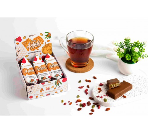 Конфета Любимый Алтай с молочным шоколадом, облепихой, малиной и семенами тыквы, 32 г (заказ от 9 штук)