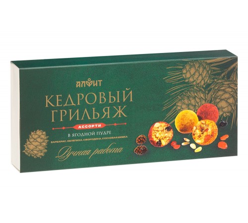 Кедровый грильяж ассорти в ягодной пудре, 8 конфет