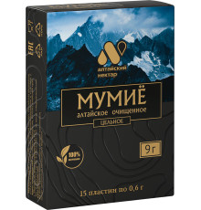 Мумиё очищенное цельное Алтайский нектар цельное, 9 г (15 пластин по 0,6 г)