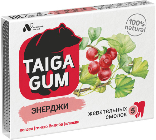 Смолка Taiga Gum Энерджи, 5 штук