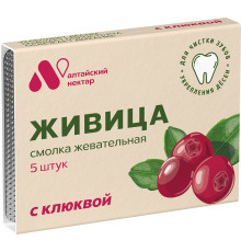 Смолка Живица лиственничная с клюквой, 5 штук