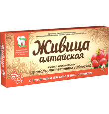 Смолка Живица алтайская лиственничная с пчелиным воском и шиповником, 4 штуки