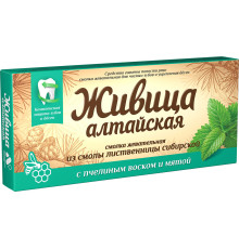 Смолка Живица алтайская лиственничная с пчелиным воском и мятой, 4 штуки