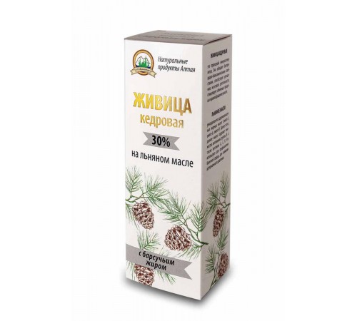 Живица кедровая на льняном масле с барсучьим жиром, 100 мл