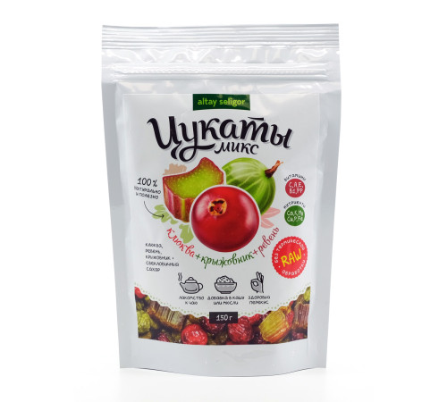 Цукаты Микс Алтай-Селигор: клюква, крыжовник, ревень, 150 г