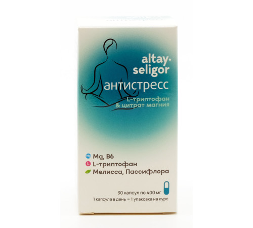 Антистресс L-триптофан и цитрат магния, 30 капсул