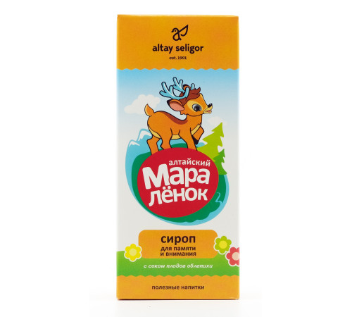 Сироп Для памяти и внимания с соком плодов облепихи Алтайский Маралёнок, 200 мл