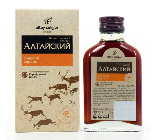 Бальзам Алтайский с золотым корнем на минеральной воде, стекло 100 мл