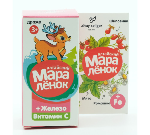 Драже Алтайский Маралёнок с железом, витамином С, шиповником и мятой, 70 г