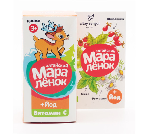 Драже Алтайский Маралёнок с йодом, витамином С, шиповником и мятой, 70 г