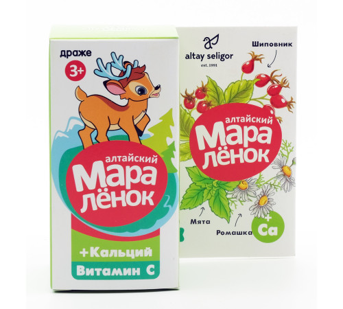 Драже Алтайский Маралёнок с кальцием, витамином С, шиповником и мятой, 70 г