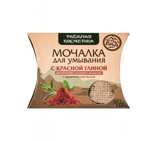 Мочалка для умывания с красной глиной для сухой кожи
