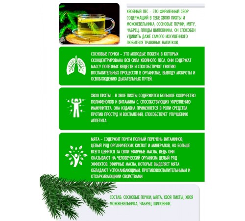 Травяной сбор Хвойный лес с хвоей пихты, 20 фильтр-пакетов