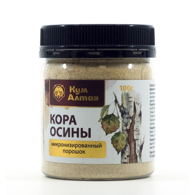 Кора осины, порошок 120 г, банка