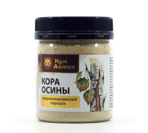 Кора осины, порошок 120 г, банка