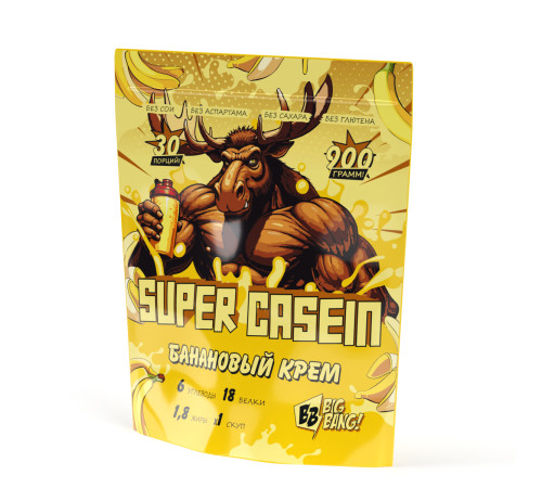 SUPER CASEIN Казеин со вкусом Банановый крем Big Bang, 900 г