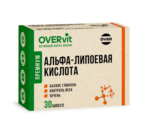 Альфа-липоевая кислота 100 мг OVERVit, 30 капсул