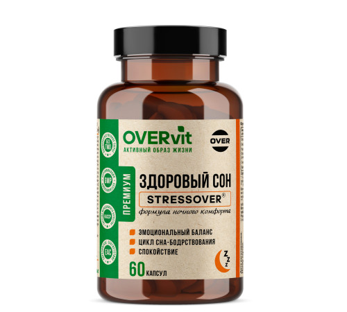 Здоровый сон Stressover OVERVit Формула ночного комфорта, 60 капсул