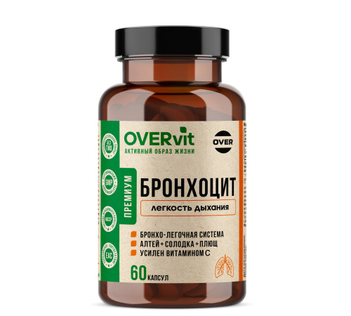 Бронхоцит Лёгкость дыхания OVERVit, 60 капсул