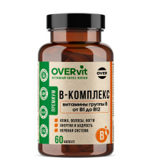 В-комплекс: витамины группы В от В1 до В12 OVERVit, 60 капсул