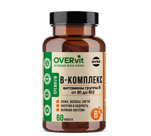 В-комплекс: витамины группы В от В1 до В12 OVERVit, 60 капсул