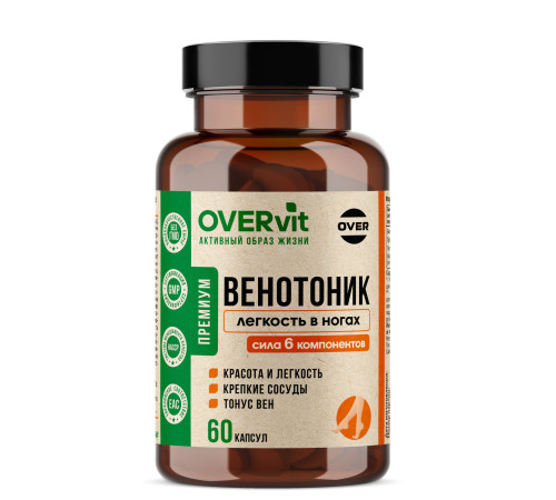 Венотоник Лёгкость в ногах OVERVit, 60 капсул