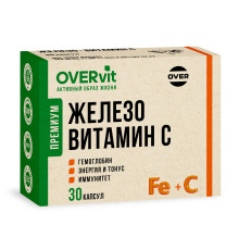 Железо + Витамин С OVERVit, 30 капсул