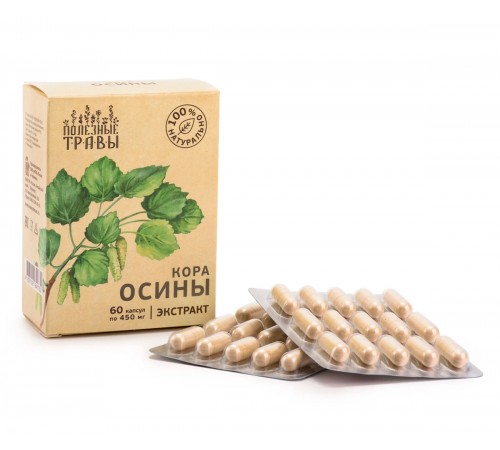 Кора осины экстракт БАД Пчела и человек, 60 капсул