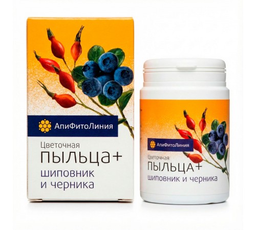 Пыльца цветочная + шиповник и черника, 60 таблеток