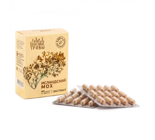 Исландский мох, экстракт, Пчела и человек, 60 капсул