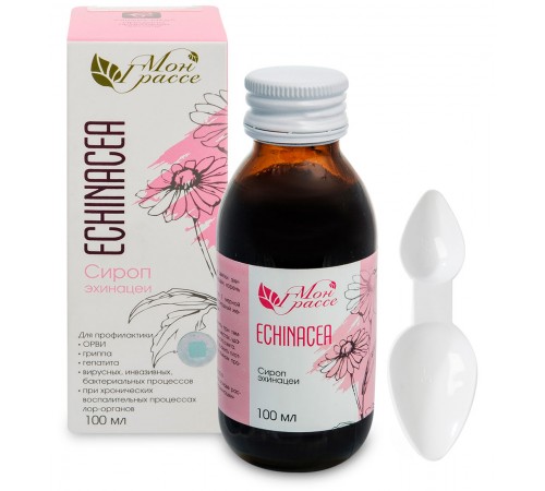 Мон Грассе сироп эхинацеи для профилактики ОРВИ, вирусных, бактериальных процессов, гриппа, гепатита, 100 мл