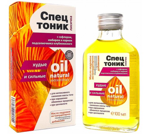 Спецтоник Лисичка с сафлором, имбирём и корнем подсолнечника Худые и сильные, 100 мл