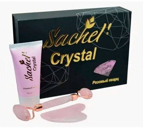 Набор Sachel Crystal Розовый кварц (крем, 50 мл + роллер + гуаша)