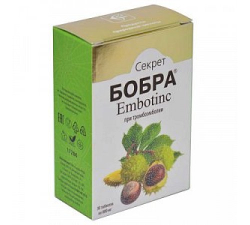 Секрет бобра Embotinc при тромбоэмболии, 30 таблеток