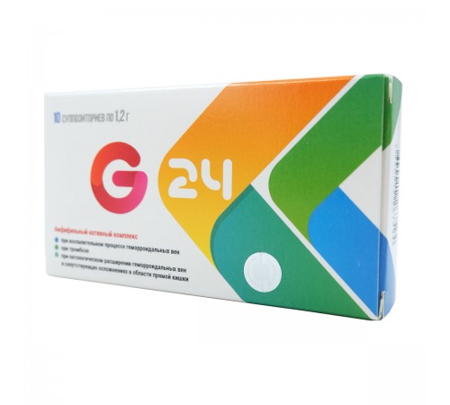 G-24 ректальный комплекс от геморроя и тромбоза, 10 суппозиториев