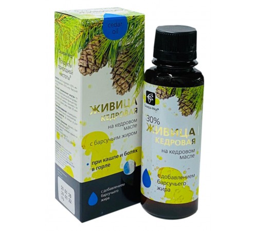Живица кедровая на кедровом масле с барсучьим жиром при кашле и болях в горле, 100 мл