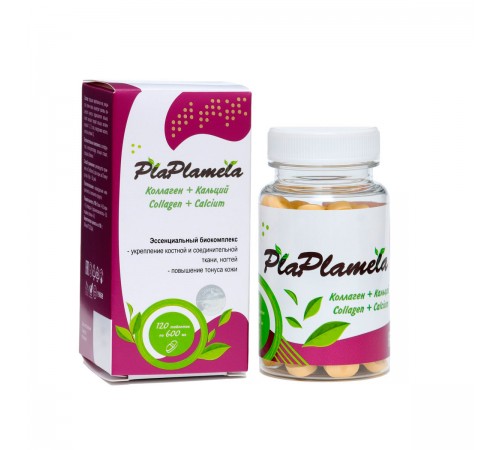 PlaPlamela Коллаген и кальций для костей, ногтей и кожи, 120 таблеток