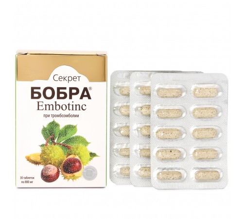 Секрет бобра Embotinc при тромбоэмболии, 30 таблеток