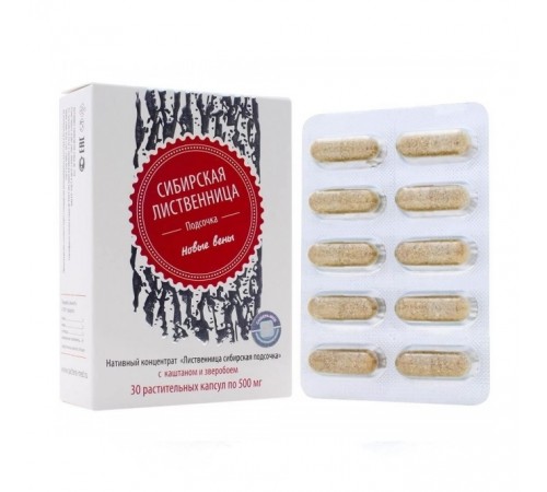 Лиственница сибирская подсочка Новые вены с каштаном и зверобоем, капсулы 30 шт.