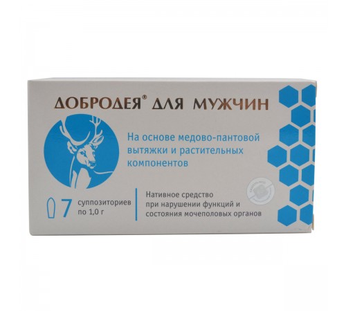 Суппозитории (свечи) для мужчин Добродея для профилактики простатита, 7 шт.