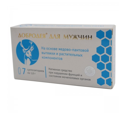Суппозитории (свечи) для мужчин Добродея для профилактики простатита, 7 шт.