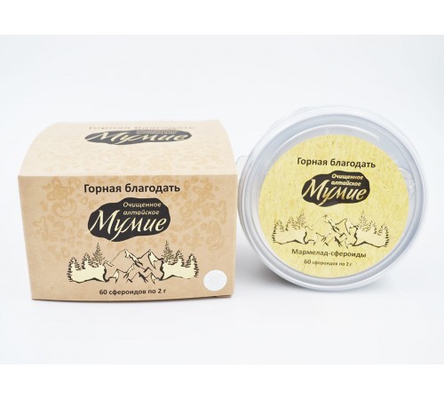 Мумиё алтайское очищенное Горная благодать, сфероиды, 60 шт.