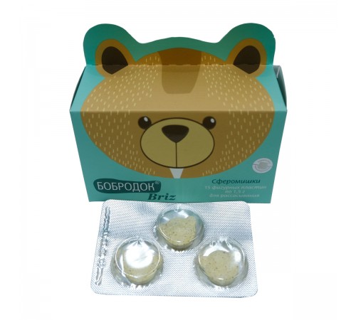 Бобродок Briz сферомишки, 15 фигурных пластин по 1,5 г для рассасывания