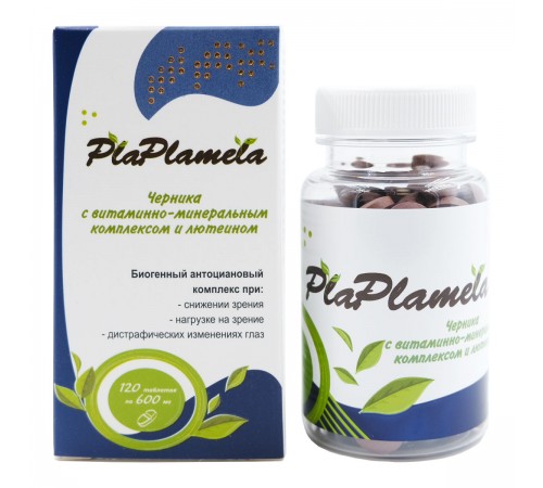 PlaPlamela Черника с витаминно-минеральным комплексом и лютеином, 120 таблеток
